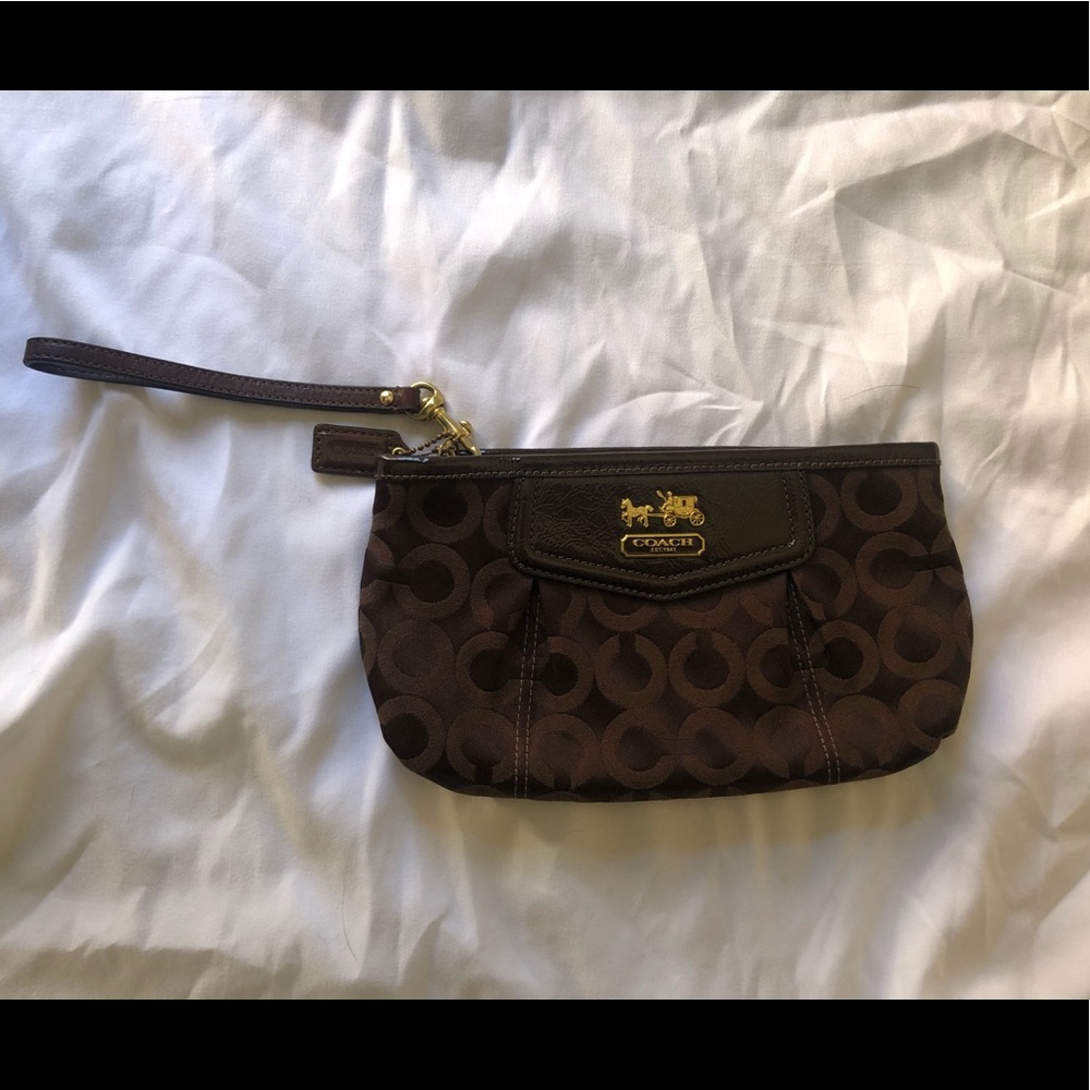 Coach Brown “C” Large Wristlet